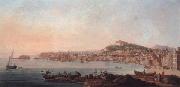 Naples,a view of the bay from the marinella looking towards the molo and the castel dell ovo